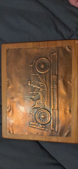 Auto historical framed art in copper