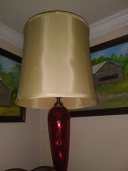 Red swirl glass antique lamp