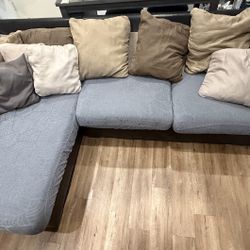 Comfortable L-Shaped Microfiber & Leather Couch