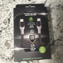 PowerXCel PD Type-C to Type-C Charge & Sync Cable 4 ft Fast Charge up to 30Watts 