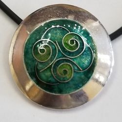 Pendant Silver Disc With Enameling 