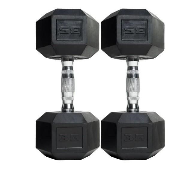 CAP Barbell Coated Hex Dumbbell Weights, Pair 35lbs