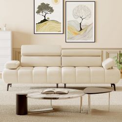 3- Seater Sofa Bed, Faux Leather Futon Sleeper Couches, Adjustable Backrests and Armrest Headrests with Split Two Separate Sectional Sofas, Living Roo