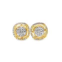 10k Yellow Gold Diamond Earrings with Round Brilliant Cut Diamonds 1/4 ctw