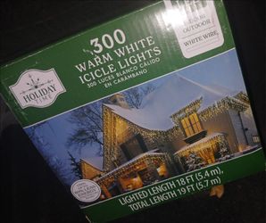 Holiday Time - 300 LED Warm White Mini Icicle Lights White Wire 18 ft Long $10 New Pick up Mckinney