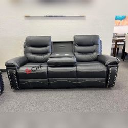 Power leather Reclining Loveseat Sofa With USB // Limited Time Offer 