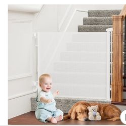 PRObebi Retractable Dog Gate for The House Extends to 54" Wide 34" Tall, Gates for Baby Indoor, Stai