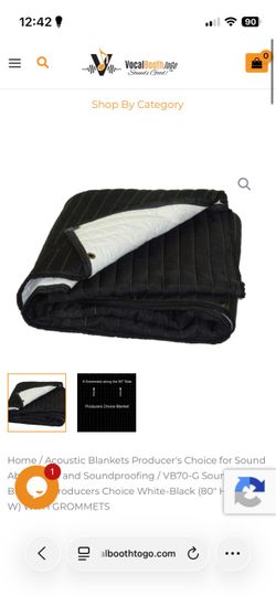 FOUR Acoustic Blankets for sound by Vocal Booth TOGO VB7O-G Producers Choice White-Black (80" H × 80"W) WITH GROMMETS