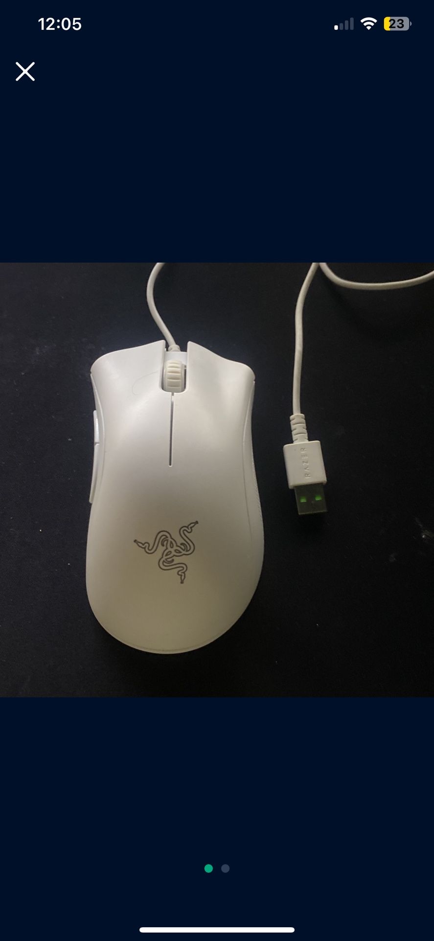 White Razer Deathadder Gaming Mouse