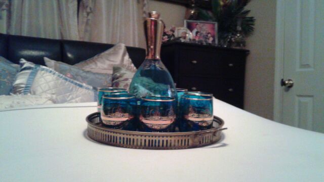 Blue antique glass.