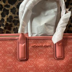 Michael Kors Coral Pink Logo Tote Bag