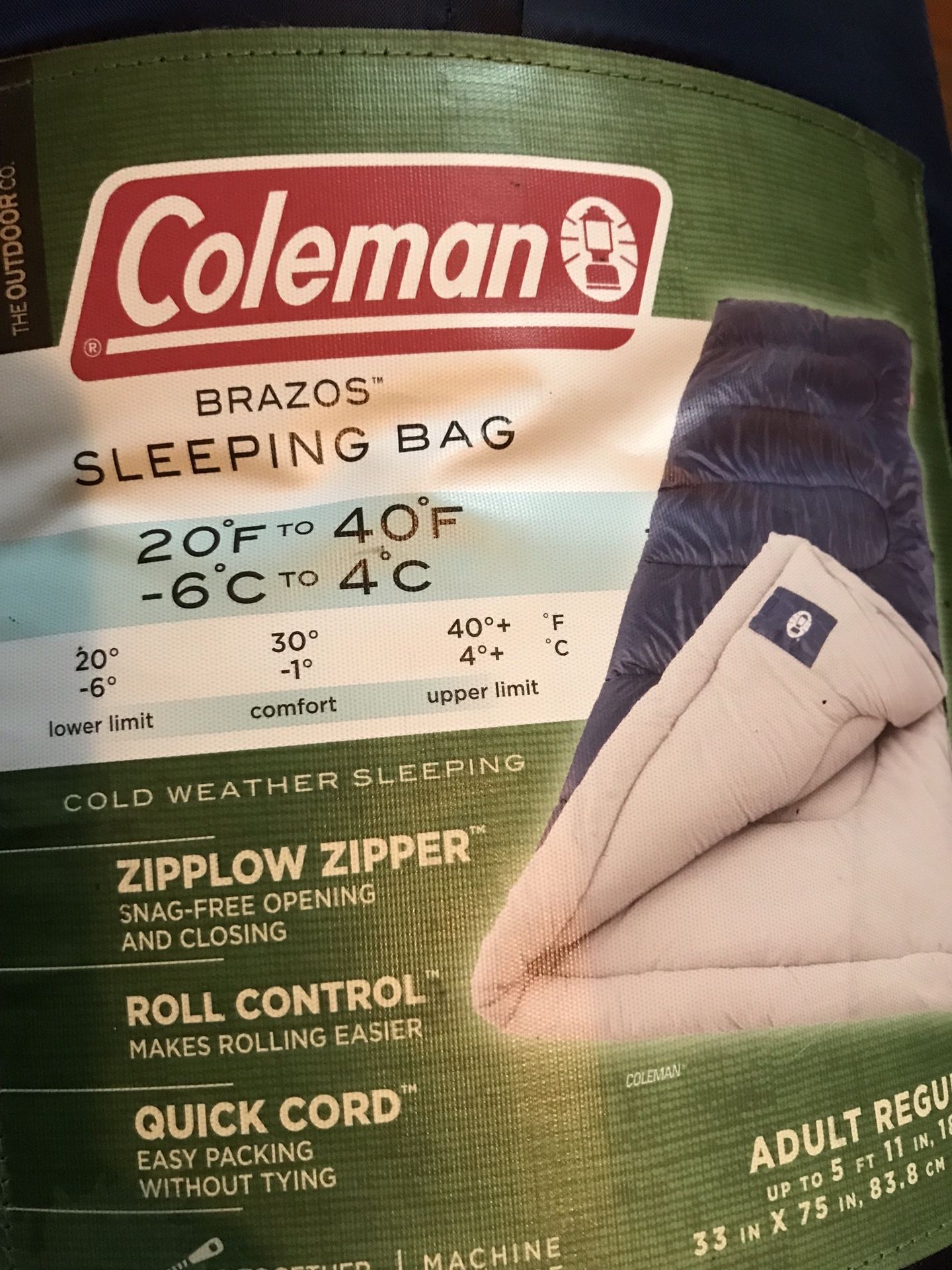 COLEMAN ADULT SLEEPING BAG