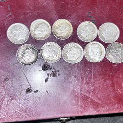 10 Roosevelt 90% silver coins