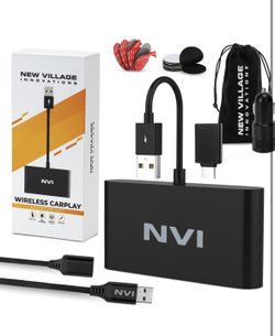 2024 Wireless Carplay Adapter Set by NVI - for iPhone ONLY! NO Android. Converts Wired CarPlay to Wireless. Included USB Car Charger and Extender Cord