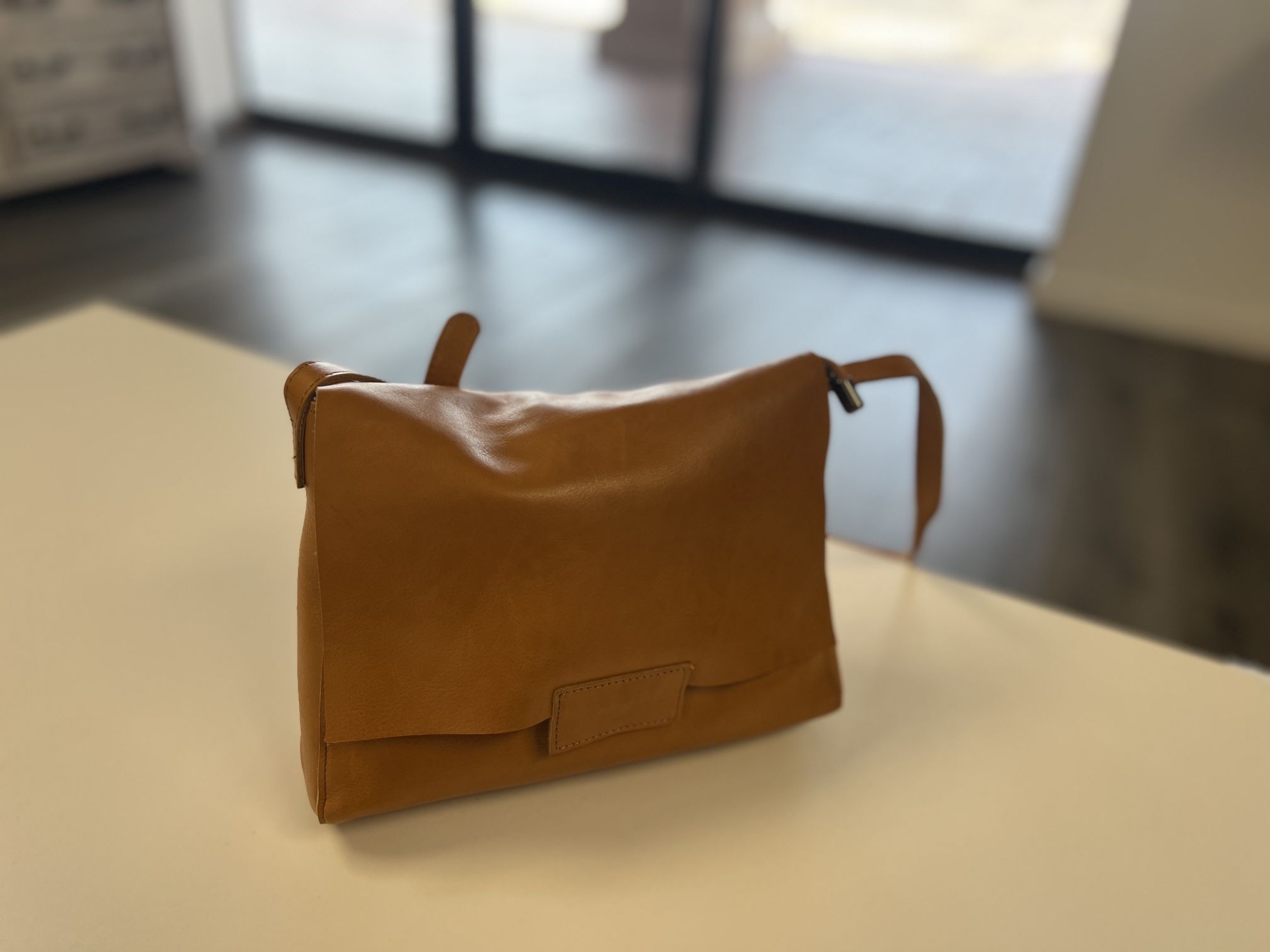 Yellow Genuine Leather Crossbody Bag 