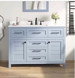48-Inch Single Sink Bathroom Vanity with White Top