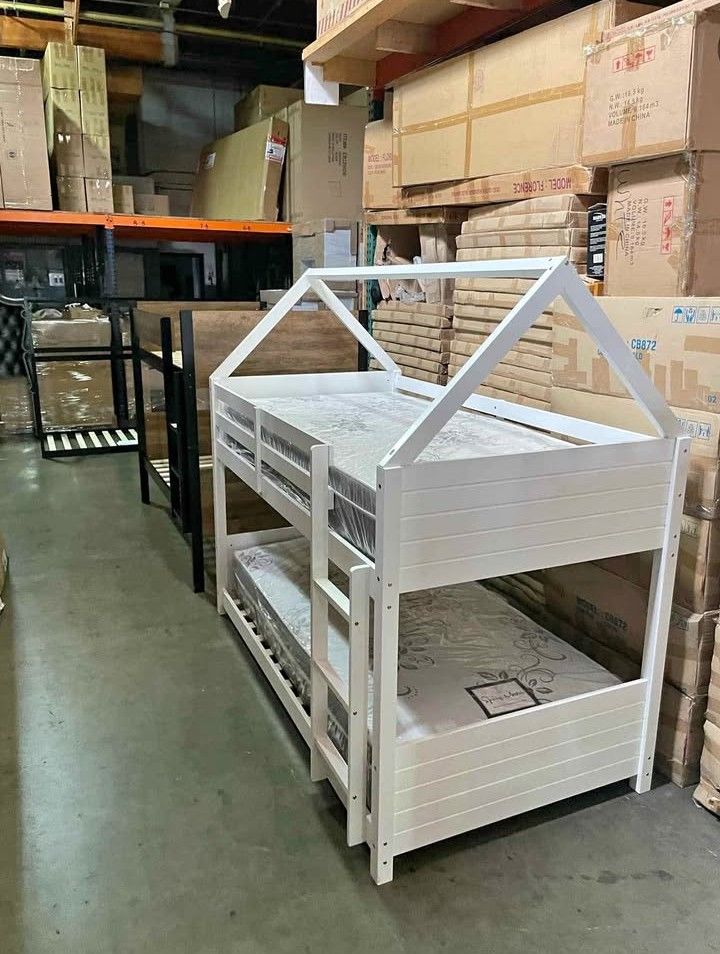 Bunk Bed Frame Twin Over Twin (Not Included Mattress)