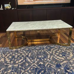 Marble Table With Golden Stand 