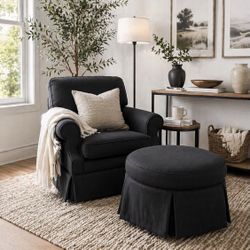 Black Accent Chair With Matching Ottoman