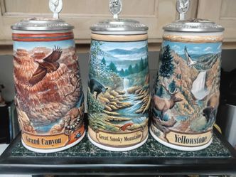Budweiser America the Beautiful Series Steins - Grand Canyon, Great Smoky Mountains, Yellowstone
