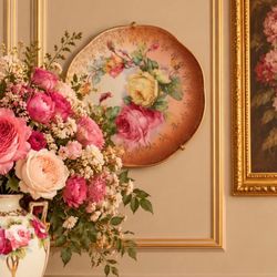 Original Vintage Fine Art Porcelain Rose Plate MIGNON Bavaria Germany c. 1900’s Gold Decor Z.S. & Co. RARE Zeh, Scherzer Cabinet Display HILLCREST