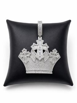 925 Sterling Silver 4.50CTW MOISSANITE Crown Cross Men’s Pendant