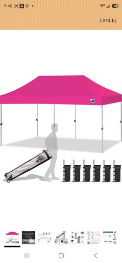 Eurmax USA 10x20ft Pop Up Canopy, Commercial Instant Tent for Outdoor Events, Patented No-Tip Rolling Storage Bag with 6 Sandbags,UV & Water Resistant