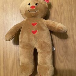 Build A Bear 16" Gingerbread Girl Plush Holiday Red Bow Hearts Christmas BABW