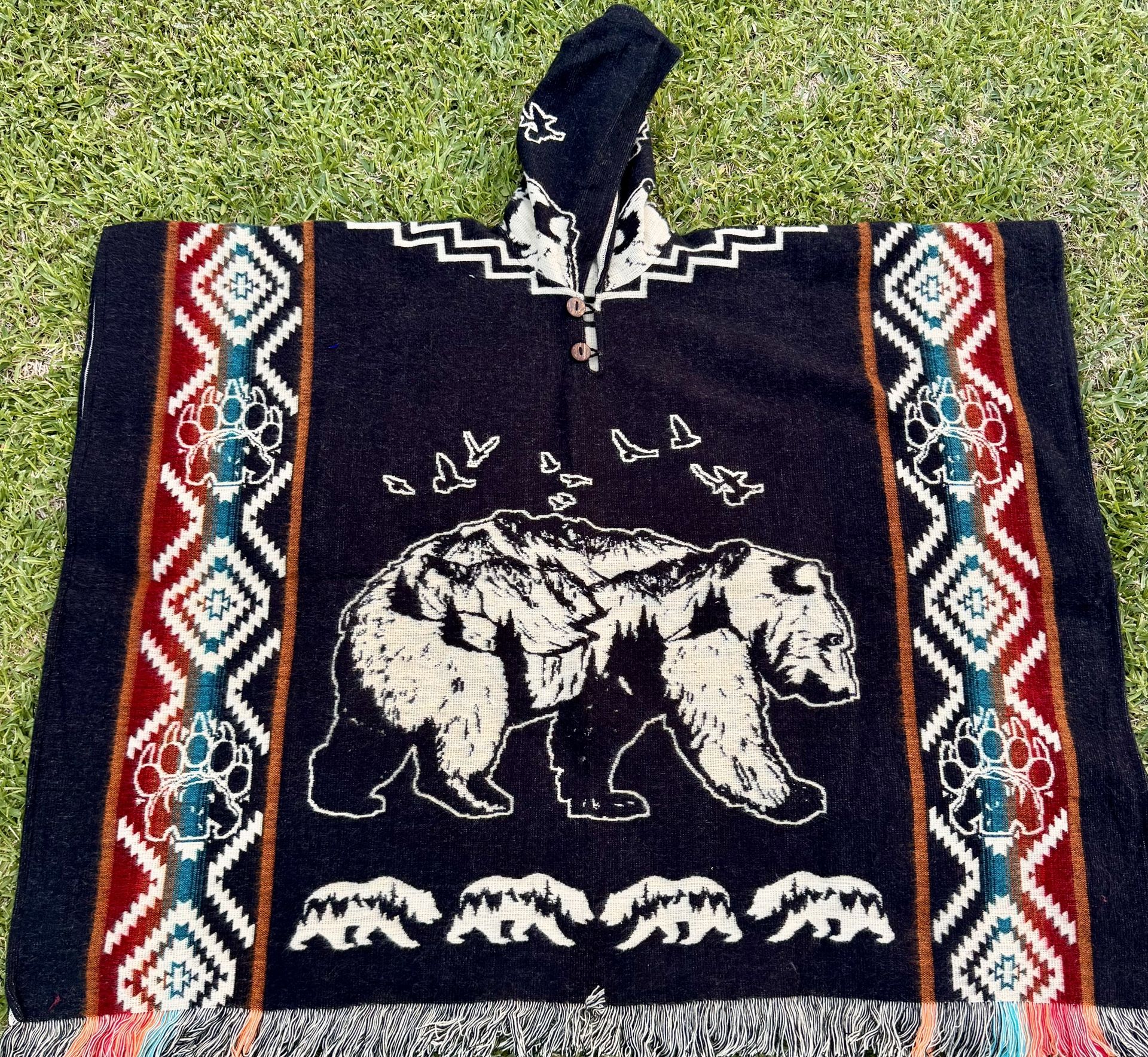 Grizzly Bear Adult Size Alpaca Poncho