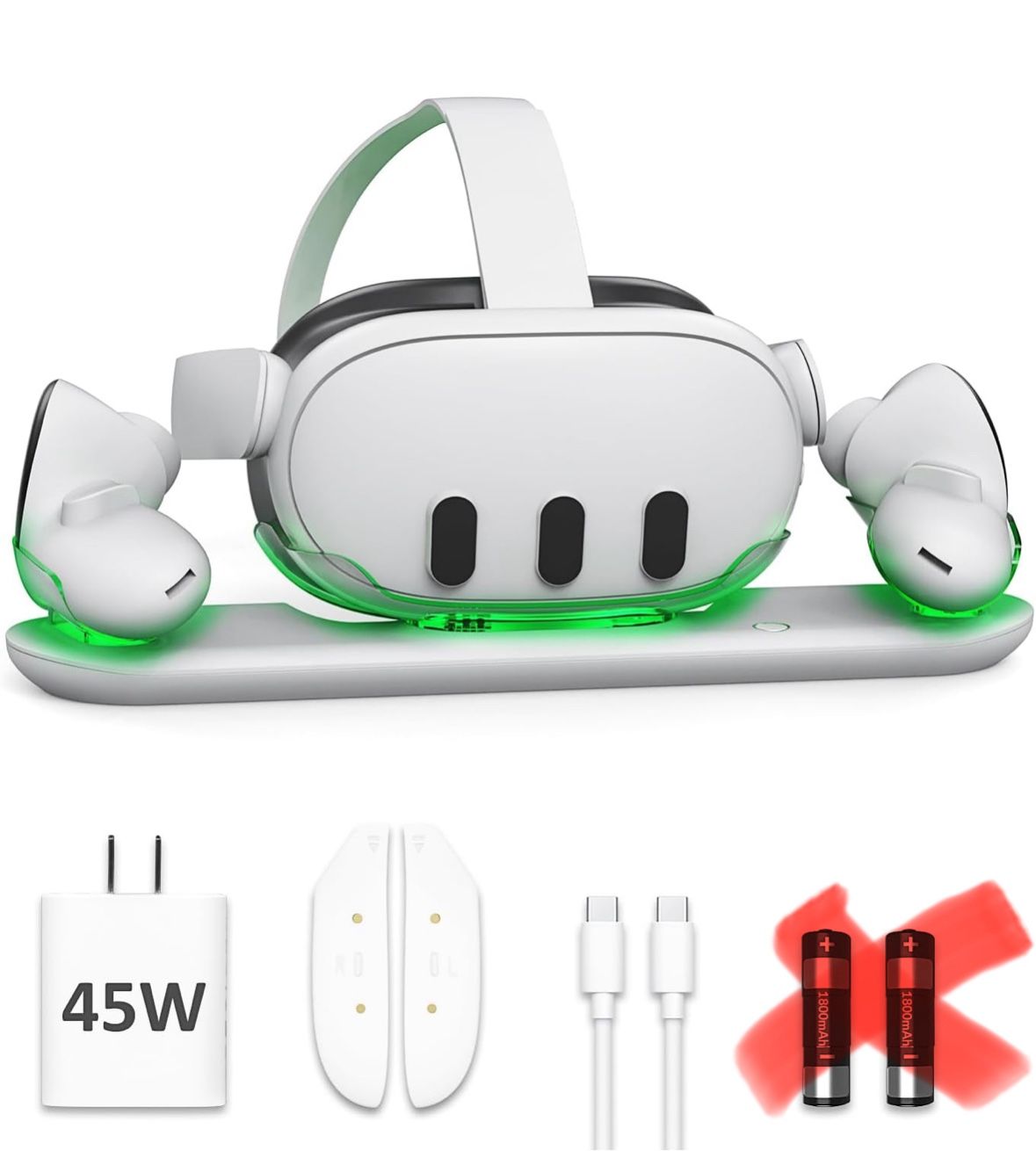 D.Gruoiza VR Charging Station with 45W USB-C Charger for Oculus/Meta Quest 3