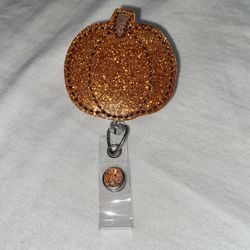 Sparkly Pumpkin Badge Reel 
