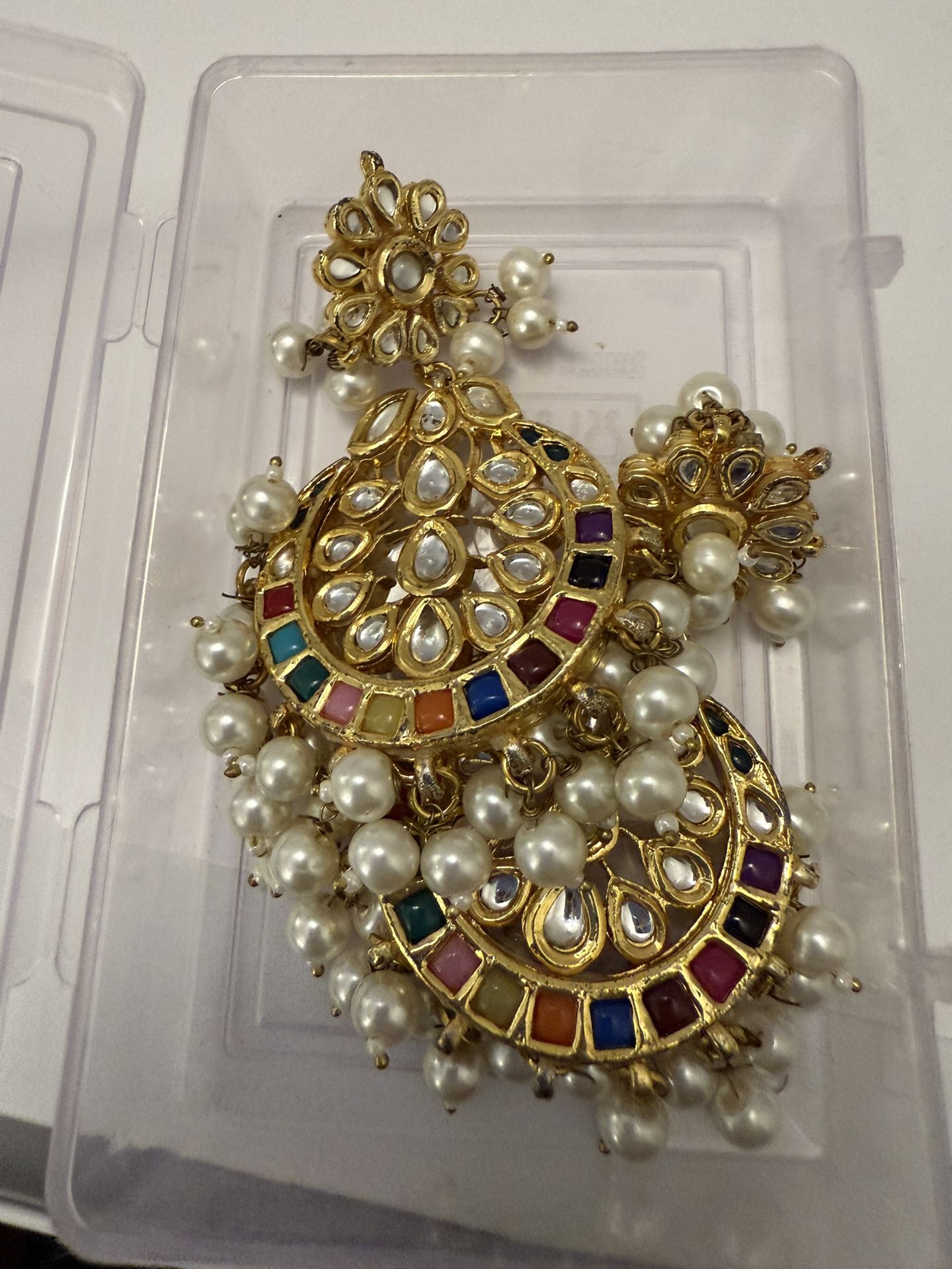 Gold Plated Chandelier Chand Ball Earrings