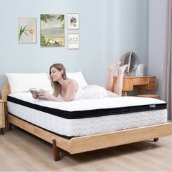 Full Size Mattress 10 Inch | Full Mattresses in a Box Hybrid | Medium Firm Feel Memory Foam and Individual Pocket Springs | Fiberglass Free, New 
