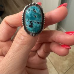 Gorgeous Sterling Turquoise Ring Women’s Size 9