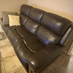 Brown leather recliner couch