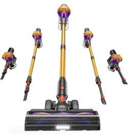 Cordless Vacuum Cleaner, 580W 50Kpa Powerful Stick Vacuum with 65 Mins Runtime,Anti-Tangle, Self-Standing, Rechargeable,Lightweight Vacuum Cleaners fo