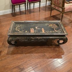 19th Century Antique Chinoiserie Black Lacquer Table