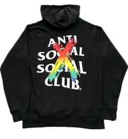 Anti Social Social Club Cancelled Black Hoodie Sweatshirt Mens Small