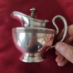 
Antique Derby Silver Co Plate Creamer w/ Hinged Lid