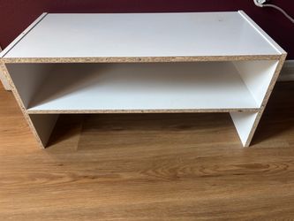 White Particleboard Two-Tier Shelf Unit