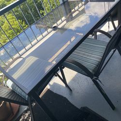 Outdoor Glass table With 4 Chairs