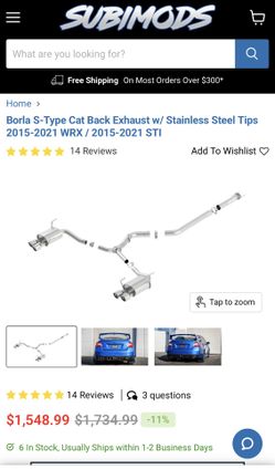 Borla S-Type Exhaust 15/22 WRX/STI