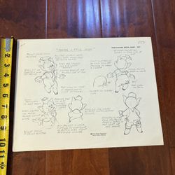 3pc Set 1971 Disney Publications Model Sheets The Three Little Pigs Vtg Unused
