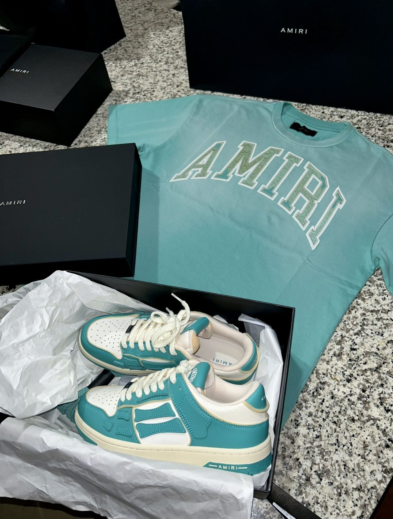 Authentic Amiri Shoes Size 42 & Shirt Size Medium Only Worn Once But Still Like New And Comes With Boxes