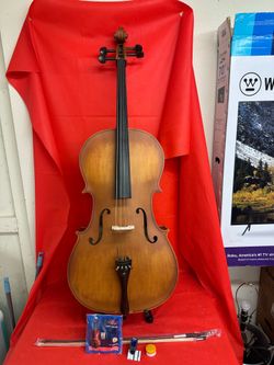 Nice 4/4 Antique Style Cello with New Bow, Digital Tuner, Extra Strings, Case, Rosin $440 Firm
