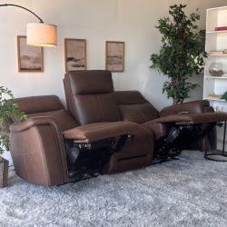 Brand New-Flexsteel Griffin Italian Leather Power Reclining Sofa