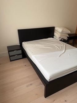 Queen mattress, bed frame & nightstand