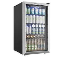 EUHOMY Beverage Refrigerator/Cooler – 128-Can Mini Fridge with Glass Door – Compact Refrigerator with Adjustable Shelves – Ideal for Soda, Beer, or Wi