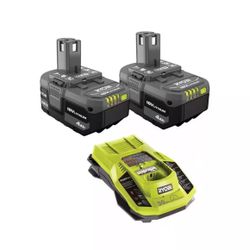 🆕 RYOBI 18V (2) 4.0 Ah Li-Ion Batteries & Dual Chemistry IntelliPort Charger