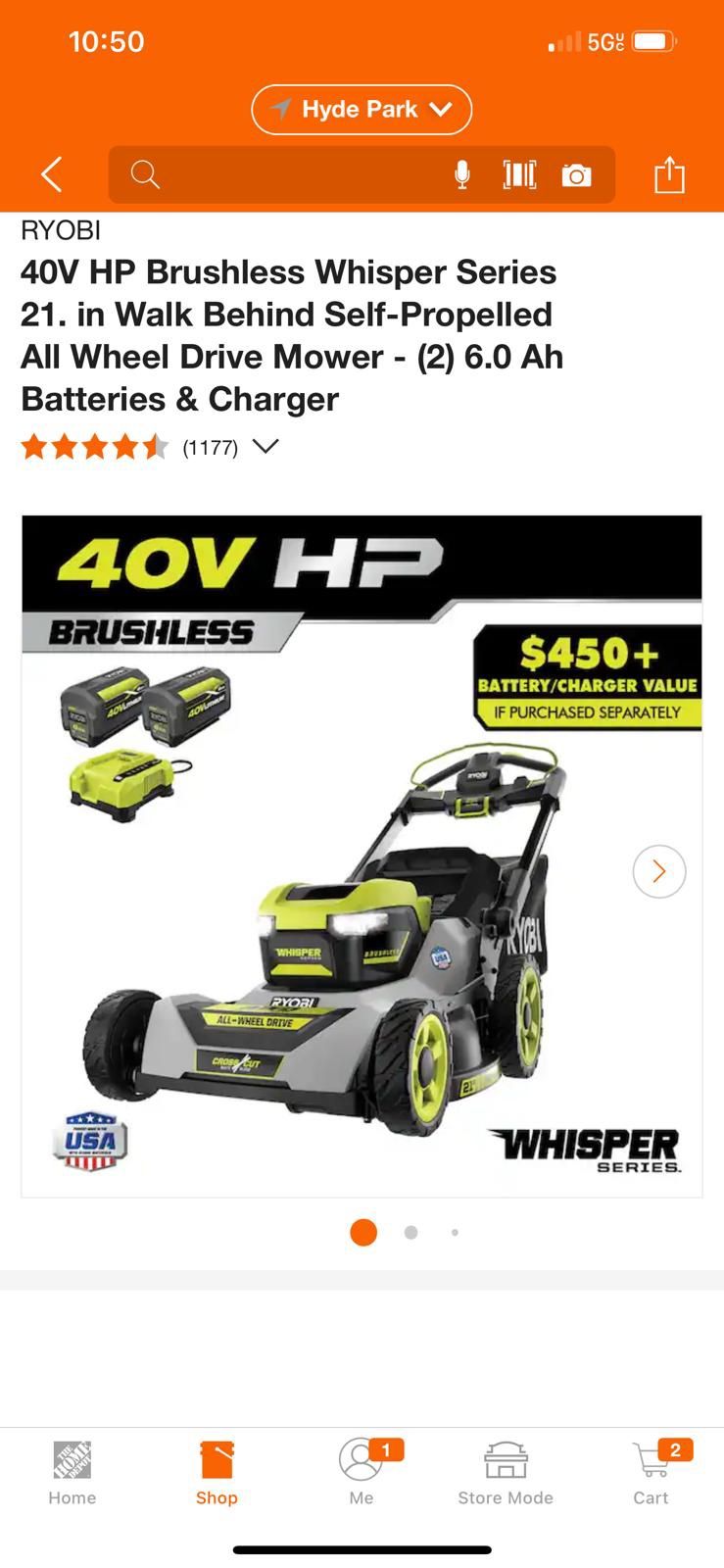 Lawn mower Ryobi Free Delivery Near Paramount And Los Ángeles